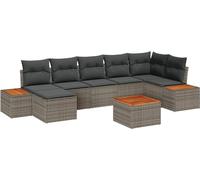 vidaXL Ensemble de canapé de jardin avec coussins avec mémoire 8 pcs Gris Polyrattan