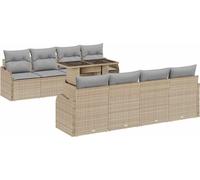 vidaXL Ensemble de canapé de jardin avec coussins avec mémoire 9 pcs Beige Poly Rattan