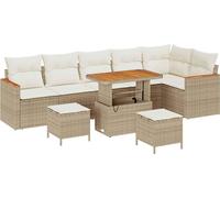 vidaXL Ensemble de canapé de jardin avec coussins avec mémoire Beige Poly Rattan