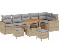 vidaXL Ensemble de canapé de jardin avec coussins avec mémoire Beige Poly Rattan