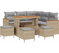 vidaXL Ensemble de canapé de jardin avec coussins avec mémoire Beige Poly Rattan