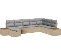 vidaXL Ensemble de canapé de jardin avec coussins avec mémoire Beige Poly-Rattan