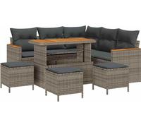 vidaXL Ensemble de canapé de jardin avec coussins avec mémoire Gris Poly Rattan