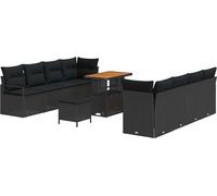vidaXL Ensemble de canapé de jardin avec coussins avec mémoire Noir 90 x 55 x 71 cm