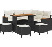 vidaXL Ensemble de canapé de jardin avec coussins avec mémoire Noir Poly Rattan