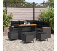 vidaXL Ensemble de canapé de jardin avec coussins avec mémoire Noir Poly Rattan