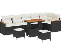 vidaXL Ensemble de canapé de jardin avec coussins avec mémoire Noir Poly Rattan