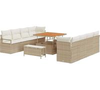 vidaXL Ensemble de canapé de jardin avec coussins Beige et crème 100 x 100 x 71 cm