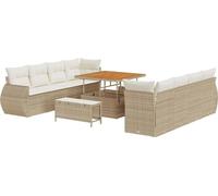 vidaXL Ensemble de canapé de jardin avec mémoire 11 pcs Beige Poly Rattan