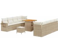 vidaXL Ensemble de canapé de jardin avec mémoire 11 pcs Beige Poly Rattan