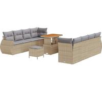 vidaXL Ensemble de canapé de jardin avec mémoire 11 pcs Beige Poly Rattan