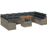 vidaXL Ensemble de canapé de jardin avec mémoire 11 pcs Gris Poly Rattan