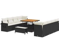 vidaXL Ensemble de canapé de jardin avec mémoire 11 pcs noir poly rotin