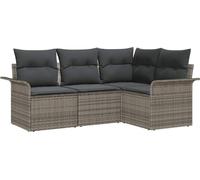 vidaXL Ensemble de canapé de jardin avec mémoire 4 pcs Gris Poly-Rotin