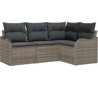 vidaXL Ensemble de canapé de jardin avec mémoire 4 pcs Gris Poly-Rotin