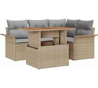 vidaXL Ensemble de canapé de jardin avec mémoire 5 pcs Beige Poly Rattan