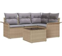 vidaXL Ensemble de canapé de jardin avec mémoire 5 pcs Beige Poly-Rattan