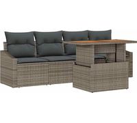 vidaXL Ensemble de canapé de jardin avec mémoire 5 pcs Gris Poly Rattan