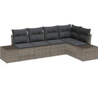 vidaXL Ensemble de canapé de jardin avec mémoire 5 pcs Gris Poly-Rotin