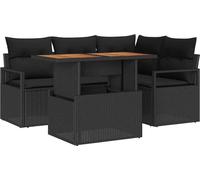 vidaXL Ensemble de canapé de jardin avec mémoire 5 pcs noir poly rotin