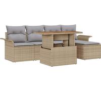 vidaXL Ensemble de canapé de jardin avec mémoire 6 pcs Beige Poly Rattan