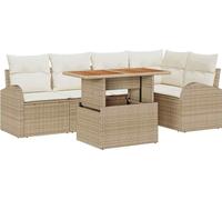 vidaXL Ensemble de canapé de jardin avec mémoire 6 pcs Beige Poly Rattan