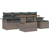 vidaXL Ensemble de canapé de jardin avec mémoire 6 pcs Gris Poly Rattan