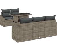 vidaXL Ensemble de canapé de jardin avec mémoire 6 pcs Gris Poly Rattan