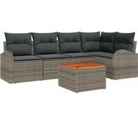 vidaXL Ensemble de canapé de jardin avec mémoire 6 pcs Gris Poly-Rotin
