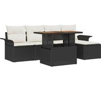 vidaXL Ensemble de canapé de jardin avec mémoire 6 pcs noir poly rotin