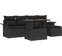 vidaXL Ensemble de canapé de jardin avec mémoire 6 pcs noir poly rotin