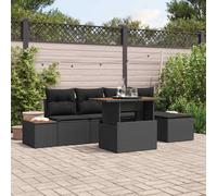 vidaXL Ensemble de canapé de jardin avec mémoire 6 pcs noir poly rotin