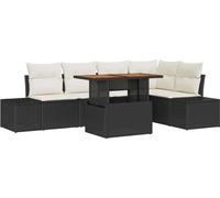 vidaXL Ensemble de canapé de jardin avec mémoire 6 pcs noir poly rotin