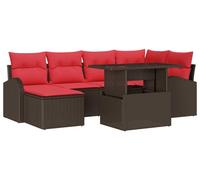 vidaXL Ensemble de canapé de jardin avec mémoire 7 pcs brun poly rotin