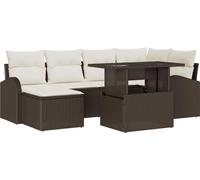 vidaXL Ensemble de canapé de jardin avec mémoire 7 pcs brun poly rotin