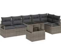 vidaXL Ensemble de canapé de jardin avec mémoire 7 pcs Gris Poly Rattan
