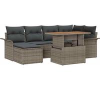 vidaXL Ensemble de canapé de jardin avec mémoire 7 pcs Gris Poly Rattan