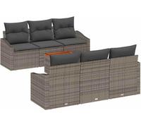 vidaXL Ensemble de canapé de jardin avec mémoire 7 pcs Gris Poly-Rotin