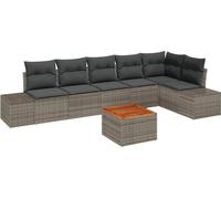 vidaXL Ensemble de canapé de jardin avec mémoire 7 pcs Gris Poly-Rotin