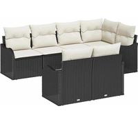 vidaXL Ensemble de canapé de jardin avec mémoire 7 pcs noir poly rotin