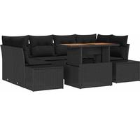 vidaXL Ensemble de canapé de jardin avec mémoire 7 pcs noir poly rotin