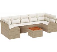 vidaXL Ensemble de canapé de jardin avec mémoire 8 pcs Beige et crème Poly-Rotin