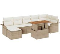vidaXL Ensemble de canapé de jardin avec mémoire 8 pcs Beige Poly Rattan