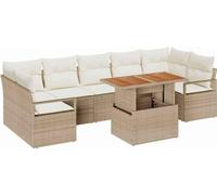vidaXL Ensemble de canapé de jardin avec mémoire 8 pcs Beige Poly Rattan