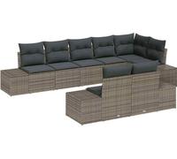 vidaXL Ensemble de canapé de jardin avec mémoire 8 pcs Gris Poly Rattan