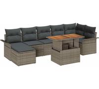 vidaXL Ensemble de canapé de jardin avec mémoire 8 pcs Gris Poly Rattan