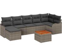 vidaXL Ensemble de canapé de jardin avec mémoire 8 pcs Gris Poly-Rotin
