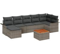 vidaXL Ensemble de canapé de jardin avec mémoire 8 pcs Gris Poly-Rotin
