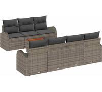 vidaXL Ensemble de canapé de jardin avec mémoire 8 pcs Gris Poly-Rotin