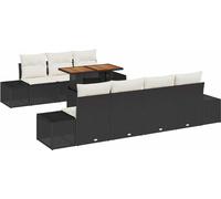 vidaXL Ensemble de canapé de jardin 8 pièces avec mémoire Noir poly rotin